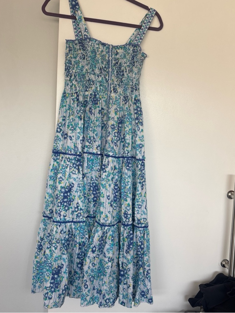 Poupette St Barths Blue & White Floral Smocked Sundress - Womens small